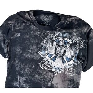 Vintage Y2K Xzavier Unlimited T-Shirt AOP Freedom Eagle Gothic Grunge Sz XL